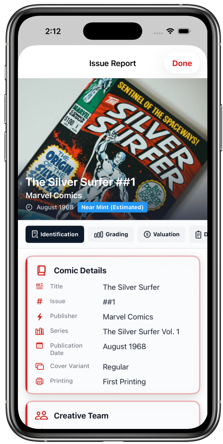 Comic Book Scanner App Interface
